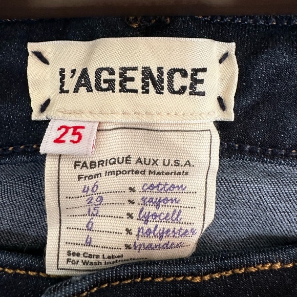 L'AGENCE Emmanuelle Mid Rise Skinny Jeans with Ankle Zip size 25 - Picture 6 of 6